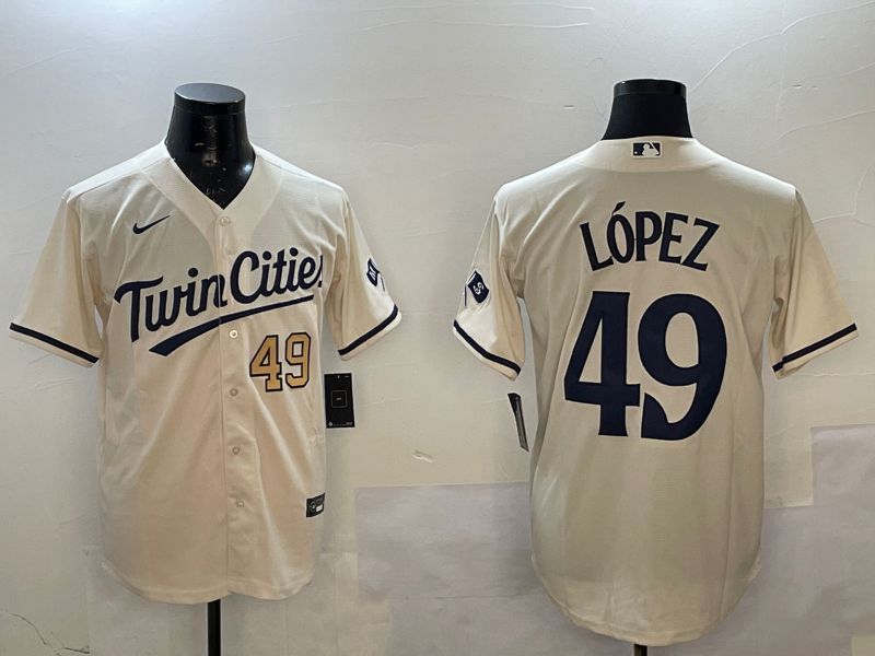 Men Minnesota Twins #49 Lopez Cream Game 2025 Nike MLB Jersey style 1->minnesota twins->MLB Jersey